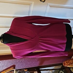 Plum knit top.